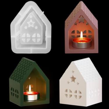 Imagem de HyzaPhix Moldes de resina, suporte de vela Tealight, molde de silicone, suporte de vela para luz de chá, molde epóxi para resina, gesso, concreto de cimento, decoração de casa DIY (estrela)