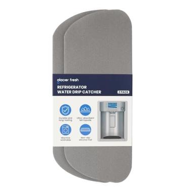Imagem de GLACIER FRESH Coletor de gotejamento de geladeira cortável, bandeja de gotejamento de dispensador de água de geladeira absorvente de água, substituição para Whirlpool, GE, acessórios de geladeira Samsung, cinza (retangular - 2 peças)