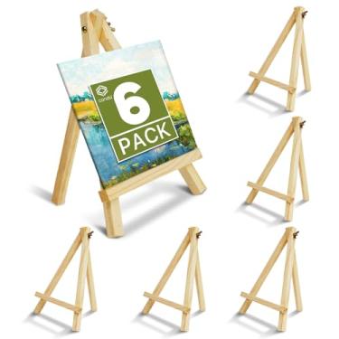 Imagem de conda Pacote com 6 Cavaletes de Madeira de 9", Suporte de Cavalete para Pintura de Telas, Arte e Artesanato, Tripé, Cavalete para Festa de Pintura, Cavaletes de Mesa para Estudante (, Marrom)