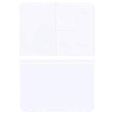 Imagem de Onwon 15 peças tamanho A5, 6 furos, sacos de folhas soltas, bolsos translúcidos para fichário, 2 tipos incluem bolsa com zíper e 3 sacos de armazenamento de cartões, bolsa de notas impermeável,