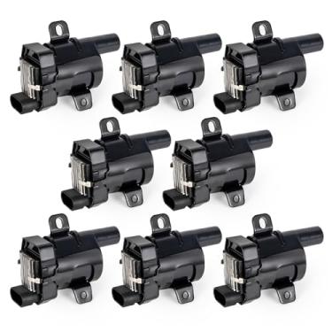 Imagem de ENA compatível com bobinas redondas de ignição pacote de 8 Chevy Silverado 1500 2500 Tahoe Suburban Express GMC Sierra Savana Yukon XL Escalade Isuzu 12563293 D585 C1251 19005218 UF262 V8 4.8L 5.3L 6.0L