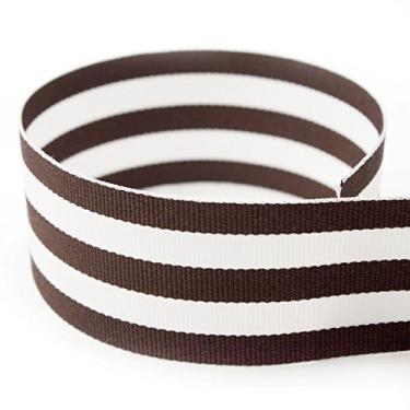 Imagem de Fita de gorgorão Taffy & Favorites – 20 metros e 100 metros, Brown & White Taffy Stripe, 1-1/2" - 20 Yards, 1