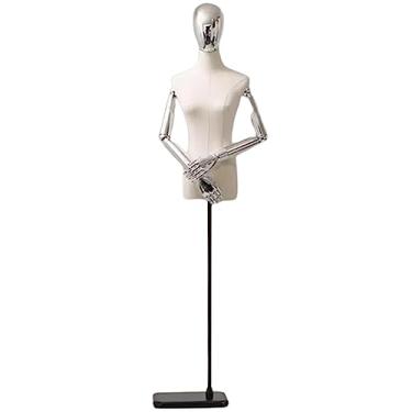Imagem de Multiuso Manequim de janela manequim de plástico corpo meio corpo manequim feminino com suporte destacável de metal altura ajustável para roupas Janela