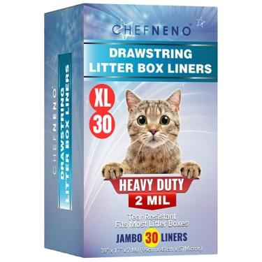 Imagem de Cat Litter Box Liners Drawstring XL (30 Bags) 39" x 17" Super Jumbo Scratch Resistant Extra Heavy 2 Mil Litter Tray Cat Box Liner Bags (30 Count)