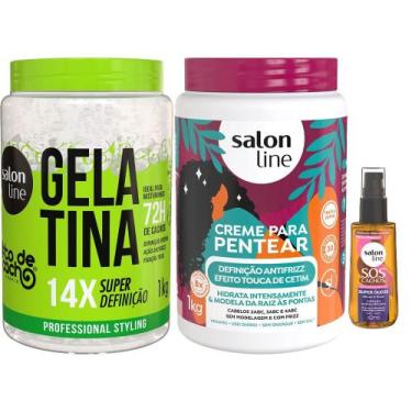 Imagem de Kit Salon Line Gelatina 1kg + Creme De Pentear Definição Antifrizz 1Kg