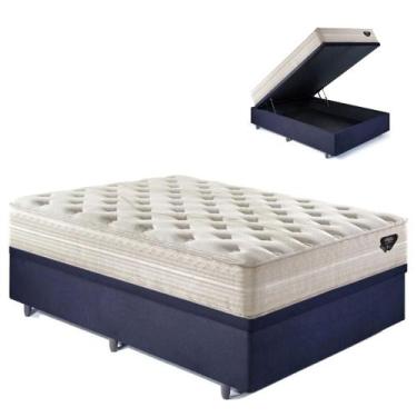 Imagem de Base Box Baú Casal 138x188 Suede Preto com Colchão Audaz Molas Ensacad