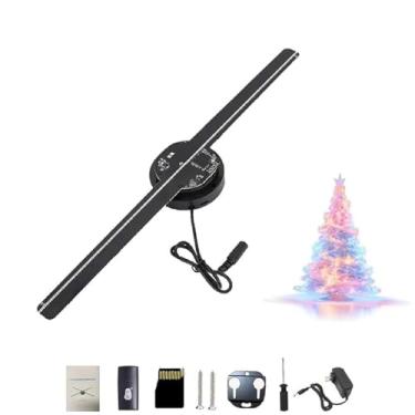 Imagem de Árvore de Natal com holograma 3D, leque holográfico com 224 contas de luz LED para loja, bar, festa de Natal, Halloween, eventos de exibição publicitária (2 peças)