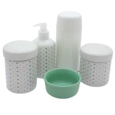 Imagem de Kit higiene Lavabo Poá Colorido 5 pçs Molh. VD TudoPorcelana - Antilop