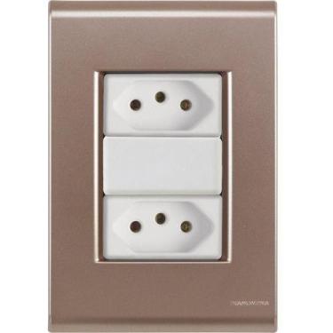 Imagem de Cj Duas Tomadas Dupla 20a Liz Ouro Velho Tramontina Completo Pronto Tr