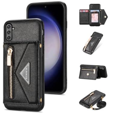 Imagem de Furiet Capa carteira para Samsung Galaxy S24 FE 5G com alça de ombro transversal, bolsa flip de couro PU com zíper bolsos para cartões, acessórios de celular robustos, capa de telefone para S 24 EF