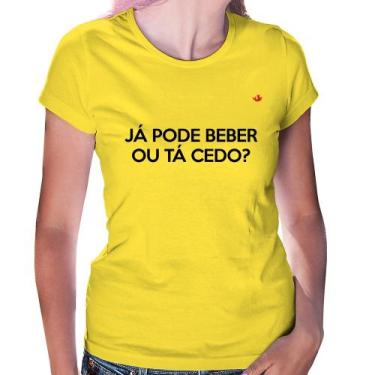 Imagem de Baby Look Já pode beber ou tá cedo - Foca na Moda, Amarelo, M
