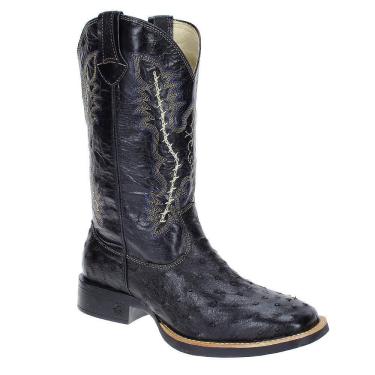 Imagem de Bota Masculina Preta Exótica Avestruz Classic 17802