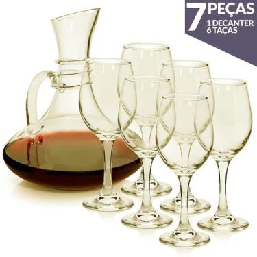 Imagem de Conjunto De 6 Taças 320ml E Decanter 1,5L Em Vidro Gourmet - Genérico