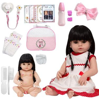 Imagem de Bebe Reborn Menina Recem Nascida Gatinha Enxoval Completo