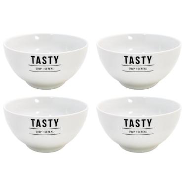 Imagem de Conjunto De Tigelas Bowls 440ml Em Porcelana Manhattan Branca - 4 Peças