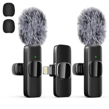 Imagem de Microfone profissional de lapela sem fio para iPhone, iPad, mini microfone de gravação de vídeo para entrevista, vídeo, podcast, Vlog, YouTube e transmissão ao vivo, redução de ruído, Plug & Play,