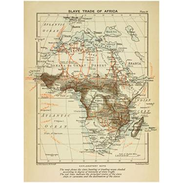 Imagem de Mapa histórico de 1899 - Comércio de escravos da África. - Reprodução de mapa vintage africano antigo
