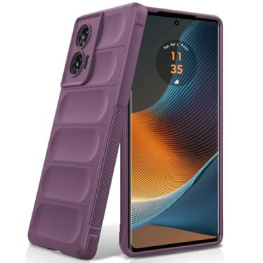 Imagem de BonYonka Capa de silicone para Motorola Moto Edge 50 Fusion, forro de microfibra antiarranhões, capa à prova de choque com proteção para câmera, roxa