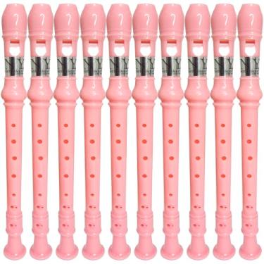 Imagem de Kit 10 Flautas Doce Germânica Rosa Claro FL 20G New York