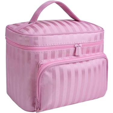 Imagem de Bolsa de maquiagem para mulheres meninas Bolsas de cosméticos com suporte de escova Bolsa de lavagem de higiene pessoal de viagem Bolsa organizadora d