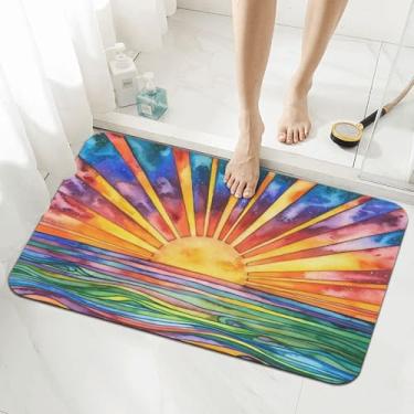 Imagem de AZJINCOS Tapete de banho de terra diatomácea – Tapete de banheiro antiderrapante de secagem rápida com estampas elegantes, tapete absorvente ecológico para chuveiro, à beira da piscina (designs