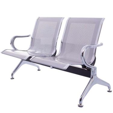 Imagem de Cadeira Longarina Cromada 2 Lugares Cromada - Atacadeiras