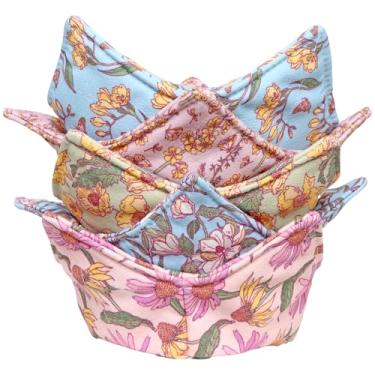 Imagem de CIPIMEY Suporte aconchegante de algodão para microondas, seguro para micro-ondas, tigela confortável, tigela aconchegante (flores vintage)