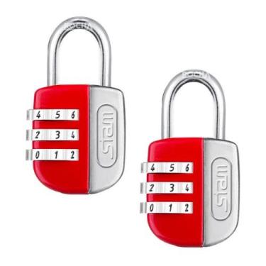 Imagem de 2 Cadeado Stam c/ Segredo 25mm Color Life p/ Mala Bolsa Armário, Verme