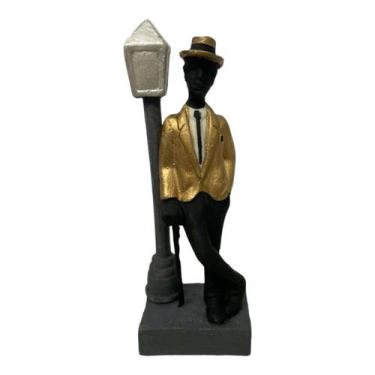 Imagem de Escultura Zé Pelintra do Ouro 11 cm no Poste em Resina - Lua Mística -