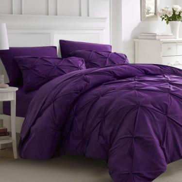 Imagem de Conjunto de edredom Ubauba King Size com lençóis roxos, 7 peças, para 