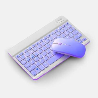 Imagem de Teclado Sem Fio Bluetooth Recarregável Com Mouse - Roxo In