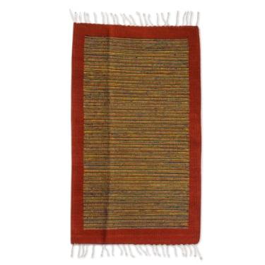 Imagem de NOVICA Tapete de lã Zapotec multicolorido (60 x 9,5 cm), "Horizonte vibrante"