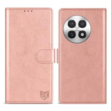 Imagem de ZZXX Capa carteira para OnePlus 13 com [bloqueio RFID] com compartimento para cartão, fecho magnético, capa protetora de couro dobrável para OnePlus 13 (ouro rosa - 6,8 polegadas)