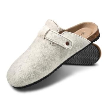 Imagem de KEMISANT Tamancos femininos confortáveis sandálias masculinas femininas camurça acolchoada palmilha de cortiça, Bege3475, 10 Women/8 Men