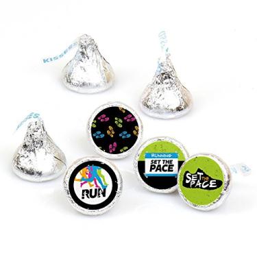 Imagem de Big Dot of Happiness Set the Pace - Running - Track, Cross Country or Marathon Party Round Candy Sticker Favors - Labels Fit Chocolate Candy (1 Sheet of 108)