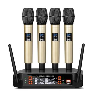 Imagem de Depusheng Microfone Sem Fio Dx4 Com 4 Microfones Dinâmicos Uhf Profissionais, Sistema De Portátil Para Karaokê, Canto, Festa, Igreja, Casamento, Alto-Falante Pa