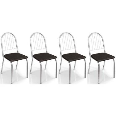 Imagem de Kit 4 Cadeiras de Cozinha Noruega 2C077 4 Un Cromada/Preto 110 - Kappesberg