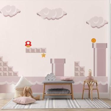 Imagem de Papel de Parede Quarto Menina Videogame Infantil Rosê 9m²