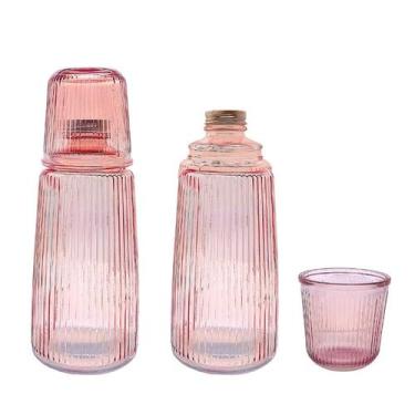 Imagem de Moringa De Vidro Canelado Vermelha Com Copo Para Água 1l - CLICK HOUSE