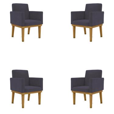 Imagem de Kit 4 Cadeiras Reforçada Escritório Poltrona cinza