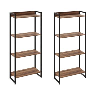Imagem de Kit 2 Estantes Escritório 4 Prateleiras 145x60cm Nogal