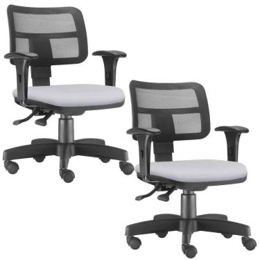 Imagem de Kit 02 Cadeirass Zip L02 Escritório Couro Sintético Branco