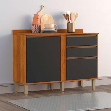 Imagem de Balcão Pérola Em Mdp Com 2 Portas Sallêto Cinamomo/ Grafite