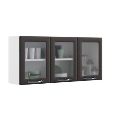 Imagem de Armário Aéreo New Premium 120cm 3 Portas Com Vidro Itatiaia Grafite