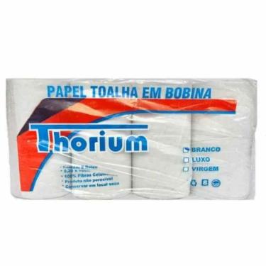 Imagem de Papel Toalha Bobina Branco 25x50 Com 8 Rolos Thorium