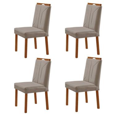 Imagem de Kit 4 Cadeiras Luna Com Puxador Móveis Minas Cor Veludo Cinza