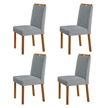 Imagem de Kit 4 Cadeiras Dallas Com Puxador Móveis Minas Cor Linho Cinza