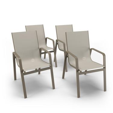 Imagem de Kit 4 Cadeiras Miami Gourmet Alumínio Fendi Tela Bege