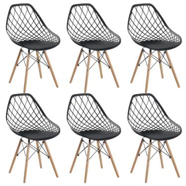 Imagem de Conjunto 6 Cadeiras Clarice Cloe Kaila Madeira Movescan Preta