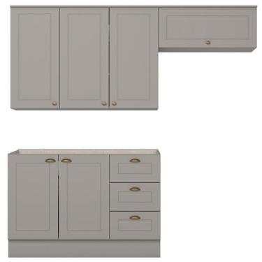 Imagem de Cozinha Modulada 3 Portas Balcao Sem Tampo 200 Cm Americana Cinza Henn